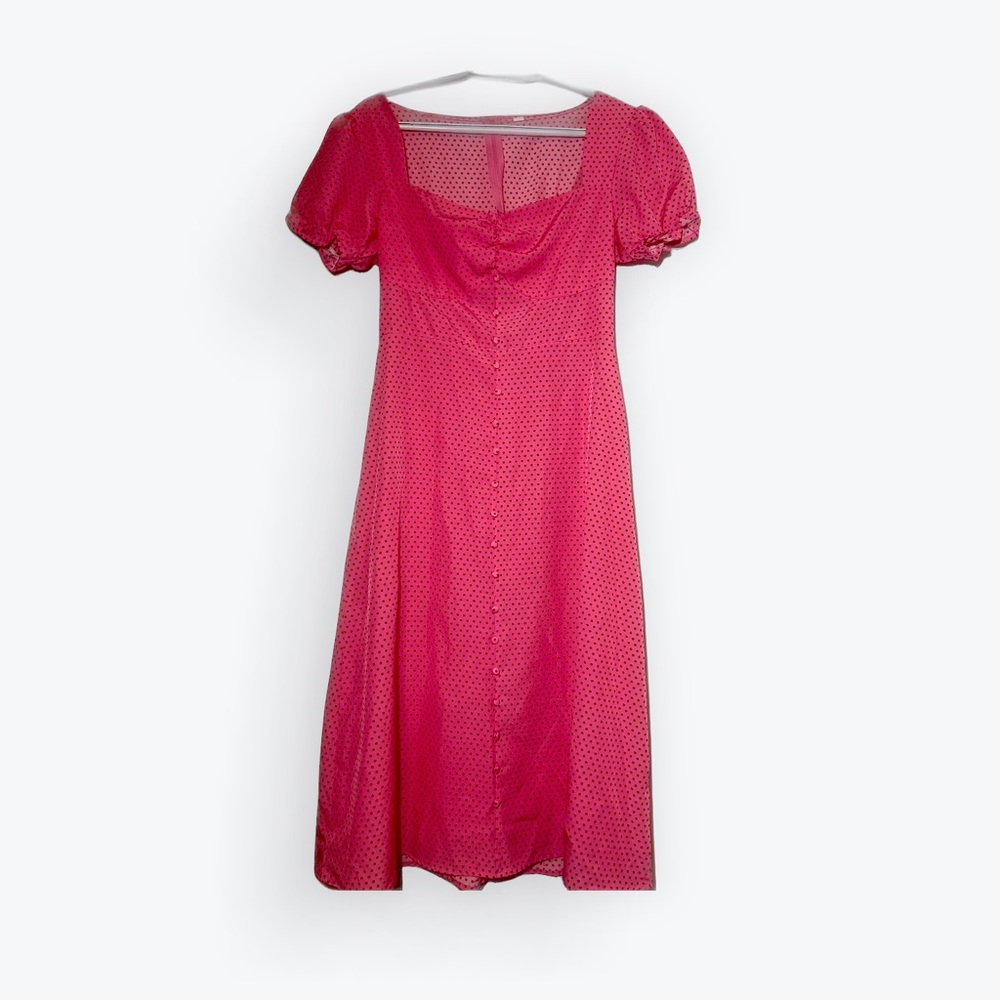 Elegant Pink Polka Dot Dress